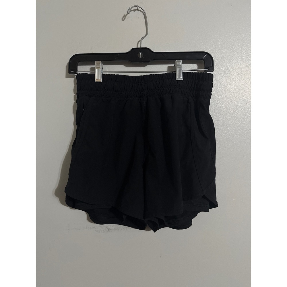 Avia Womens Black Running Shorts Smocked Waistband Zipper Pocket Size S 4-6